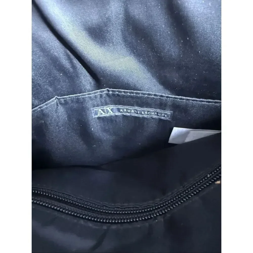 Armani Exchange Mens Blue Black Adjustable Strap Messenger Bag Magnetic Closure